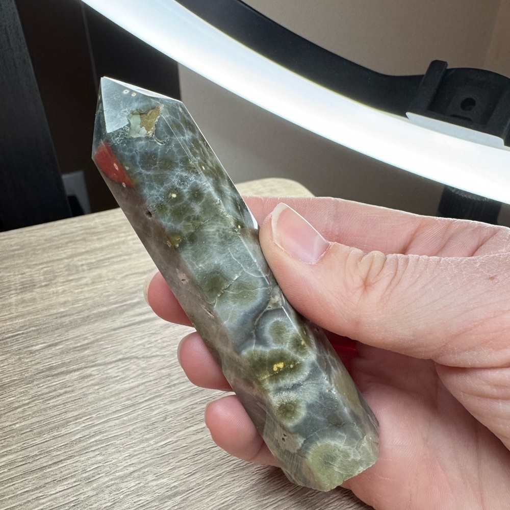 Ocean Jasper Green Crystal Tower